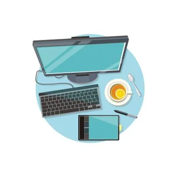 Design Graphic Work Space Flat Stockillustratie
