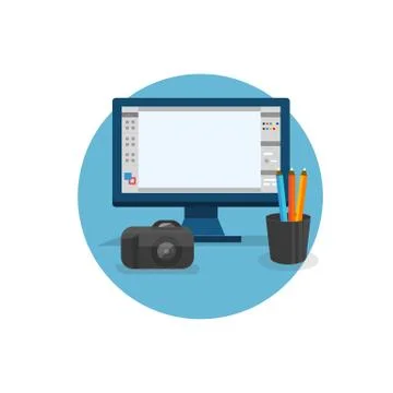 Design Graphic Work Space Flat イラスト素材