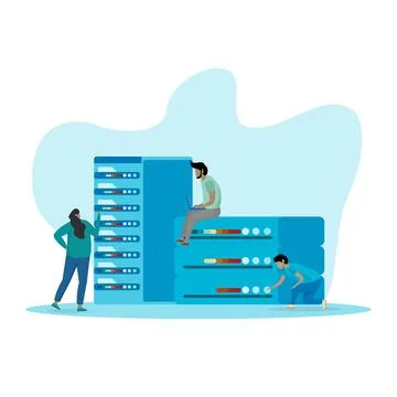 Design illustration People working on problem location Stock Illustration