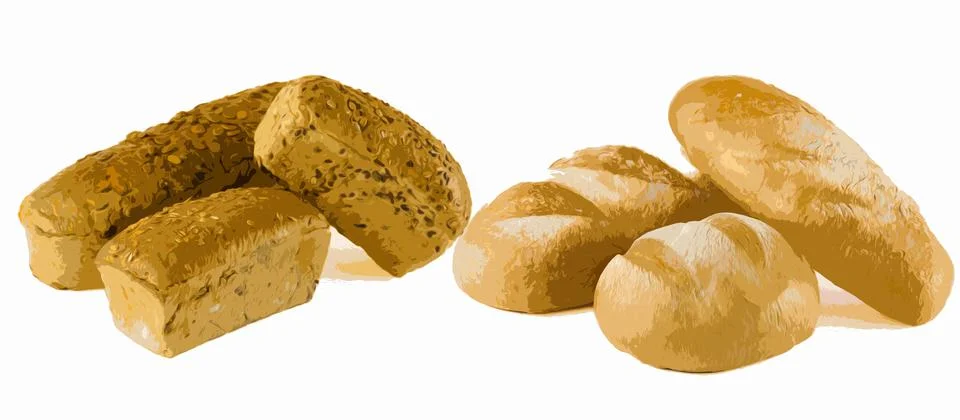 Design illustration of two piles bread - white wheat bread and whole wheat bread Stock Illustration