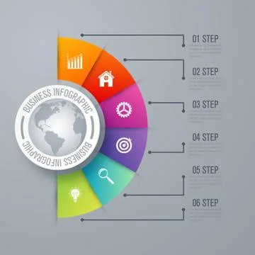 Design infographic template 6 steps 스톡 일러스트