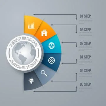 Design infographic template 6 steps Illustrazione stock