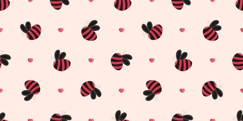 Design for kids. bees pattern.Vector seamless pattern with insects Stock Illustration