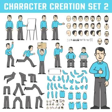 Design kit for creating a character in various poses Stock Illustration