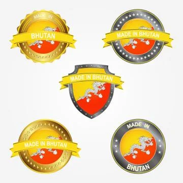 Design label of made in Bhutan. Vector illustration Illustrazione stock