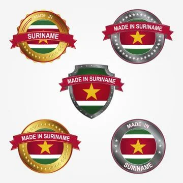 Design label of made in Suriname. Vector illustration Stock-Illustration