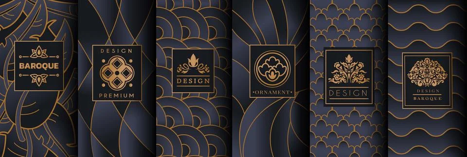 Design label wine. Background pattern gold, black premium luxury graphic. L.. Stock Illustration