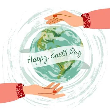 The design of the leaflets from Earth Day. The planet is embraced with his hands Stock Illustration