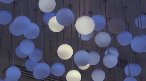 Design light installation in blue and white Stock Footage 40024218