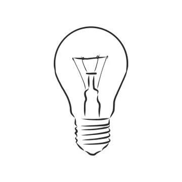 Design of light line vector drawing, light bulb vector sketch illustration Stock Illustration