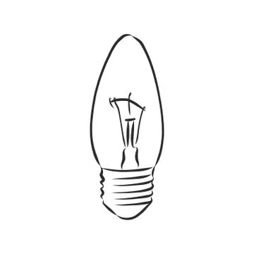 Design of light line vector drawing, light bulb vector sketch illustration Stock Illustration