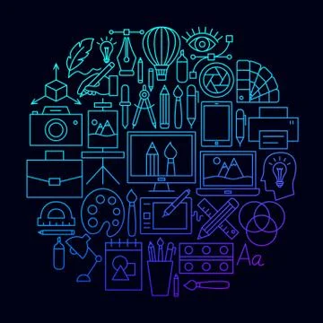 Design Line Icon Circle Concept Stock Illustration