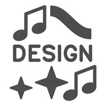 Design logo with notes and stars solid icon, music concept, musical design Stock Illustration