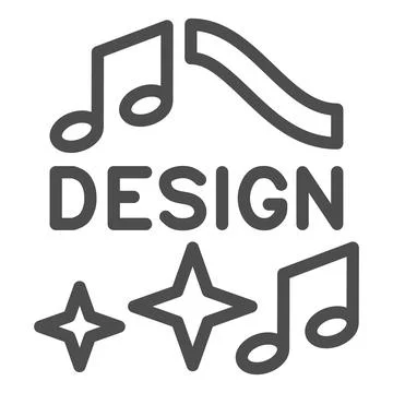 Design logo with notes and stars line icon, music concept, musical design Stock Illustration