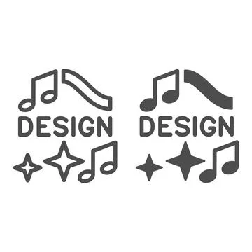 Design logo with notes and stars line and solid icon, music concept, musical Stock Illustration