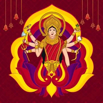 Design of Maa Durga for Navratri Puja and Celebration with Glory for Goddes.. Stock Illustration