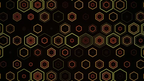 A design made of hexagons filled with yellow and orange outlines Stock Footage 331688488