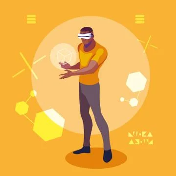 Design of man using technology of augmented reality 스톡 일러스트