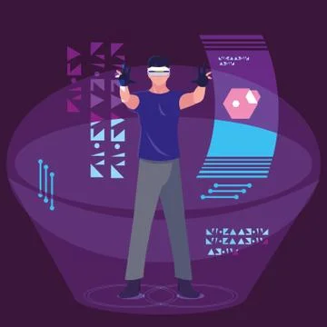 Design of man using technology of augmented reality 스톡 일러스트