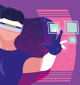 Design of man using technology of augmented reality 스톡 일러스트