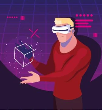 Design of man using technology of augmented reality Stock Illustration