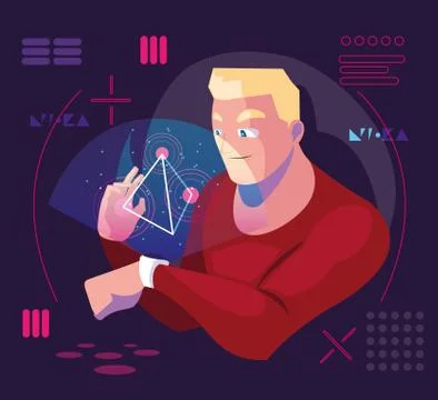 Design of man using technology of augmented reality Stockillustratie