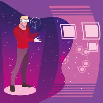 Design of man using technology of augmented reality Stockillustratie
