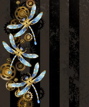 Design with mechanical dragonflies Stock Illustration