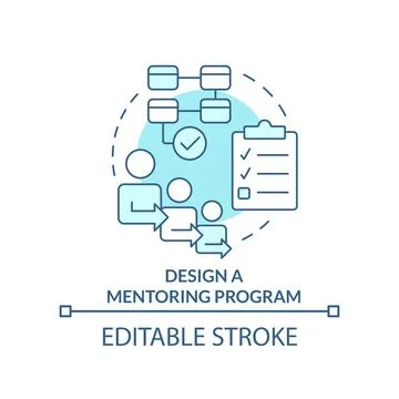 Design mentoring program turquoise concept icon Stock Illustration