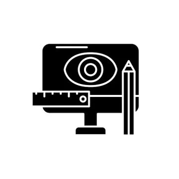 Design methodology black icon, vector sign on isolated background. Design Stock Illustration