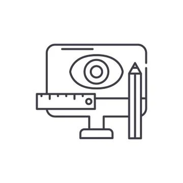 Design methodology line icon concept. Design methodology vector linear Stock Illustration