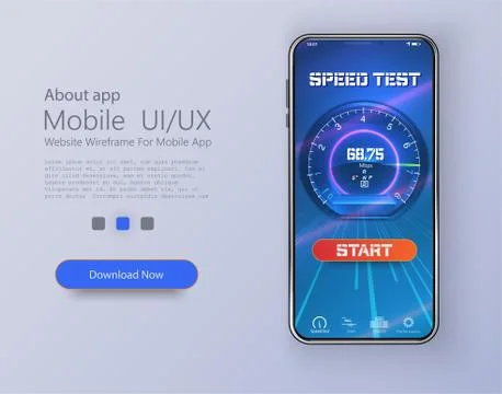 Design of mobile app, UI, UX, GUI. Internet speed test smartphone interface Stock Illustration