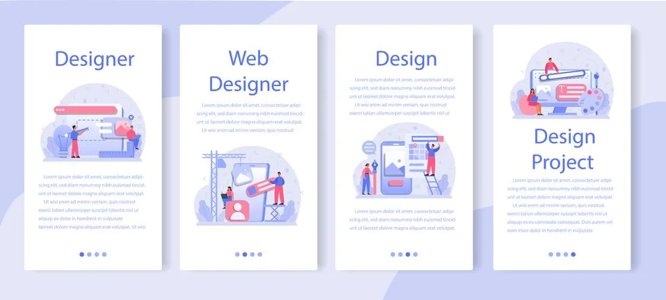 Design mobile application banner set. Graphic, web, printing Illustrazione stock