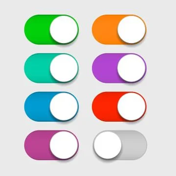 Design mobile Ui interface switch toggle buttons, set sliders in ON position Illustrazione stock