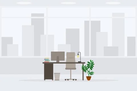 Design of modern empty office working place front view vector illustration. T Stockillustratie