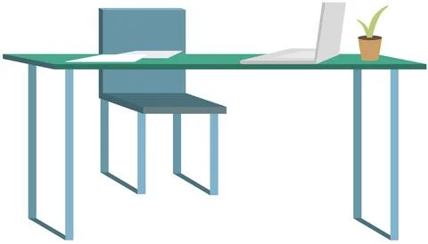 Design of modern empty office working place front view desk, chair, computer Illustrazione stock