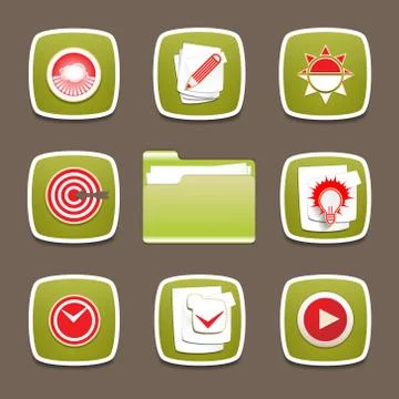 Design modern vector icons set for document, planning, application. Stock Illustration