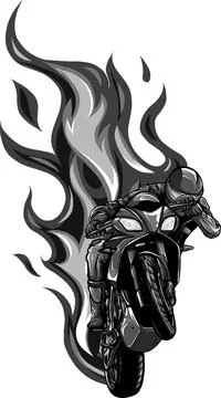 Design of Motorcycle Racing with Fire Vector illustration design Illustrazione stock