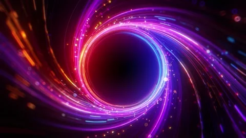 Design of a moving particle flow in a circle, abstract network background. Video stock 310058940