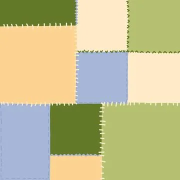 Design of a multi-coloured fabric patchwork. Stock Illustration