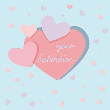 Design from multicolored hearts. Template for greeting card, sticker, notepad Stock Illustration