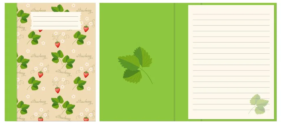 Design notebook with strawberry boho pattern Stock Illustration