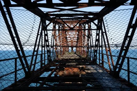 The design of an old rusty dilapidated bridge Stock Photos