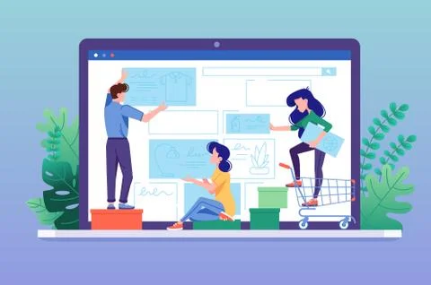 Design online store. Creating web shop interface Stock Illustration