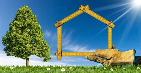 Design or Project Concept of an Ecological House Stock Photos