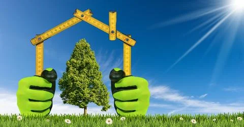 Design or Project Concept of an Ecological House Stock Photos