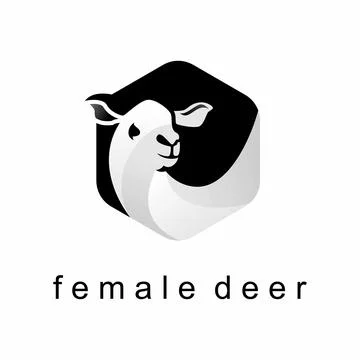 Design or vector in the form of a female deer. Hexagon abstract concept. Stock Illustration