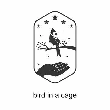 Design or vector in the form of a hand and a bird. Stock Illustration