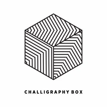 Design or vector that have a hexagon box shape with lines inside. Stock Illustration