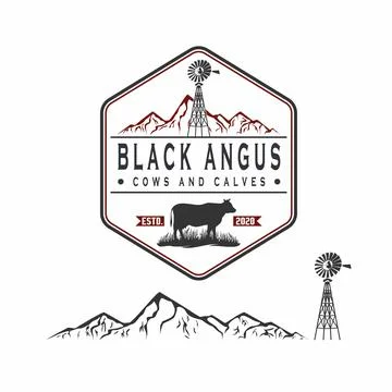 Design or vector shape of mountains and windmills Stock Illustration